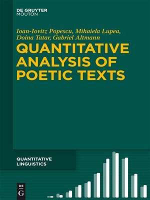 cover image of Quantitative Analysis of Poetic Texts